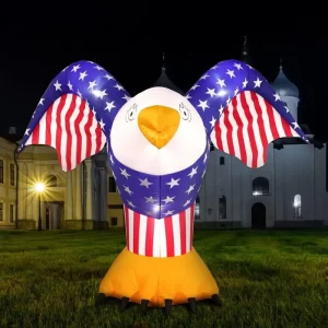 Outdoor Yard Decoration with LED Lighting Inflatable American Independence Day Eagle with Spread Wings