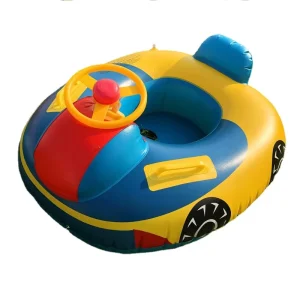 Oversized Thickened Baby Car Boat Swim Float with Steering Wheel & Horn Kids Inflatable Pool Seat Ring