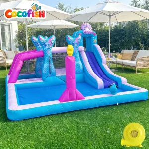 Oxford Cloth Mermaid Themed Inflatable Jumping Castle Inflatable Bouncer Bounce House for Backyard Party