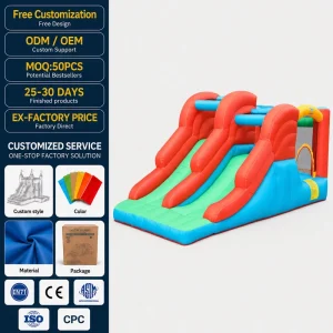Oxford Kids Outdoor Inflatable Children Castles Dual Slide Backyard Party Inflatable Bounce House Combo Mesh Guard