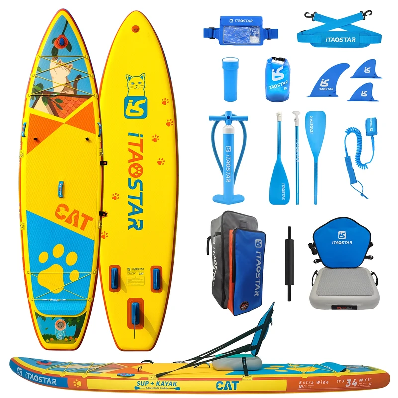 PET C01A 11’6″x34″x6″ Extra Wide Paddle Board with Seat SUP Board Accessories Inflatable Stand up Paddle Board