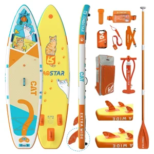 PET C01C 11″x35″x6″ Factory Surfing Paddle Surf Inflatable Yellow Paddleboard ISUP OEM SUP Board