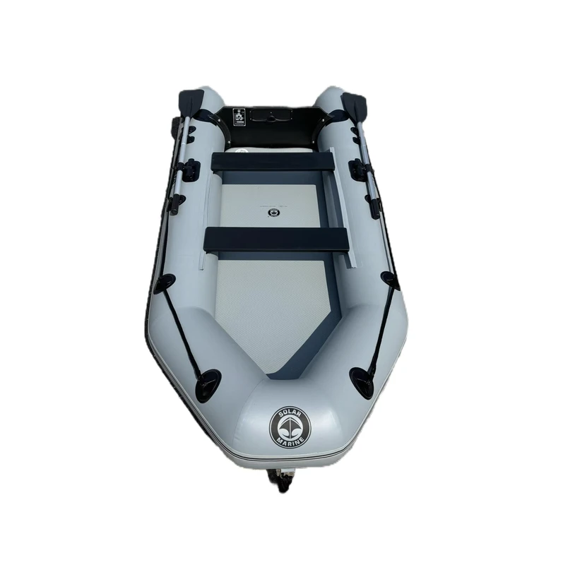 PMC280 Inflatable 4 Person Fishing Boat Foldable 0.7 MM 280 cm PVC Air Deck Rowing Kayak for Sea