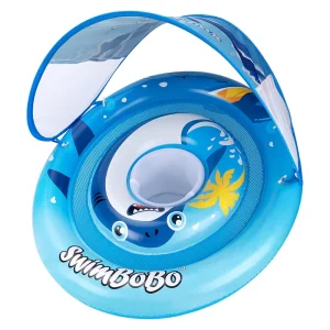 PVC Baby Swimming Ring Canopy Sun Protection Inflatable Ocean Animal Toy 6-24 Months Safety Seat Boys Girls