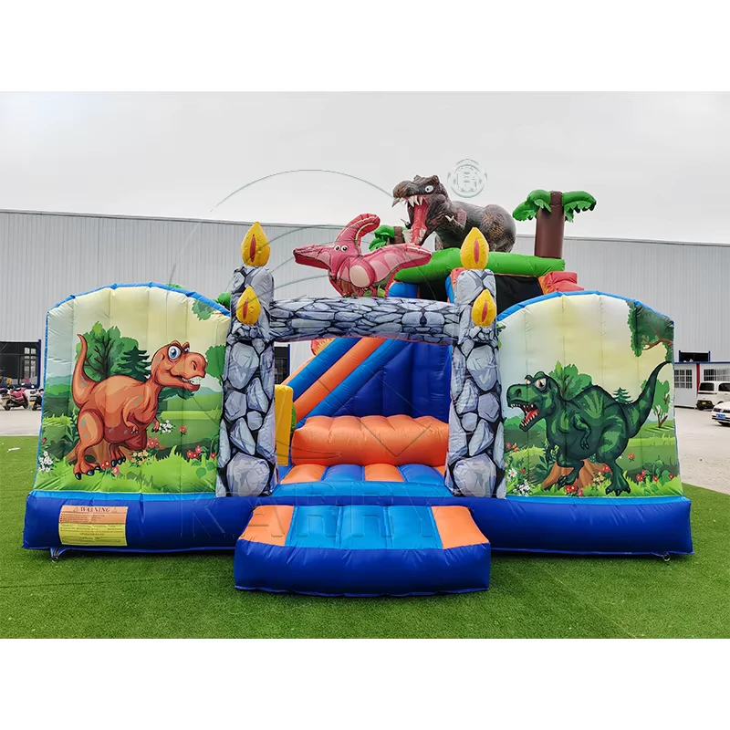 PVC Castle Inflatable Bounce House with Slide Combo Commercial Castillo Dino Customizable Jumping Castle for Kids