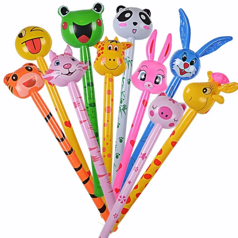 Giocattolo gonfiabile in PVC a forma di testa di animale, giraffa, regalo con bastone lungo