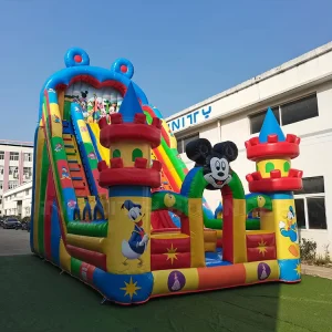 PVC Children’s Inflatable Mickey Pattern Big Dry Slide Cartoon Giant Inflatable Slide Kids Inflatable Bouncy Castle House Slide