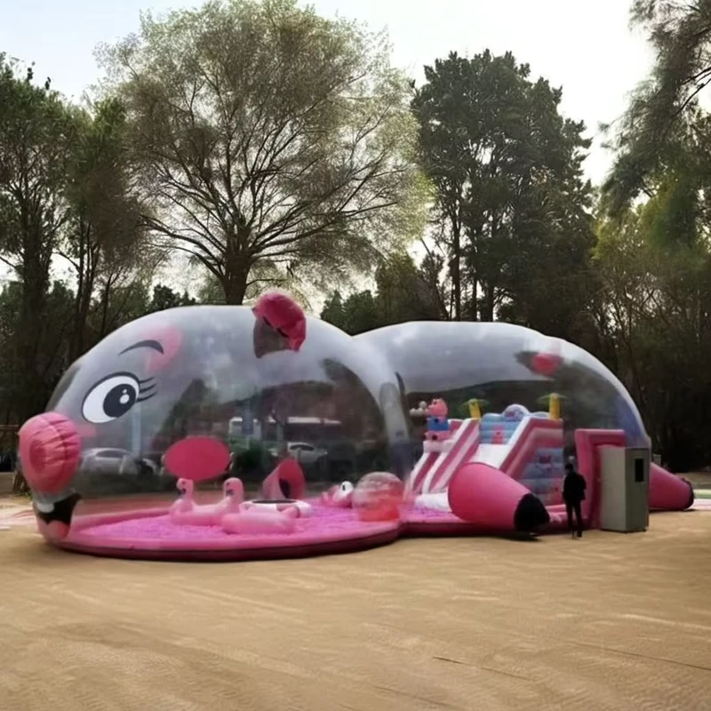 Tenda da festa Eco Dome trasparente in PVC con Bubble House e prodotto gonfiabile decorativo a forma di maialino