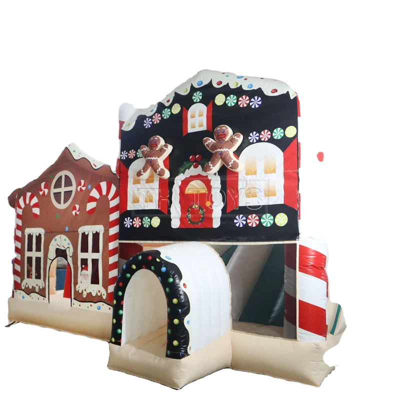 PVC 商業用インフレータブル バウンスハウス クリスマス サンタ コンボ バウンシートランポリン 5.6x4.9x4mH 10人乗り 2-4歳用