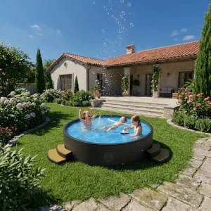 PVC Drop Stitch Large Portable Inflatable Round Swimming Pool with Whirlpool Multi-person Pool for Kids and Adults