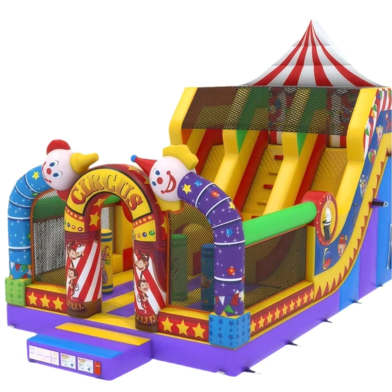 PVC Duurzaam Groot Inflatable Bouncy Castle Buiten Kinderen Ondeugende Kasteel Amusement Park Droge Glijbaan Combo voor Park Standverhuur