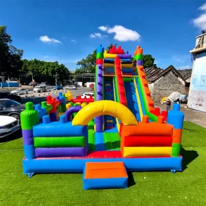 PVC Easy Setup Backyard Inflatable Block Obstacle Course Water Slide