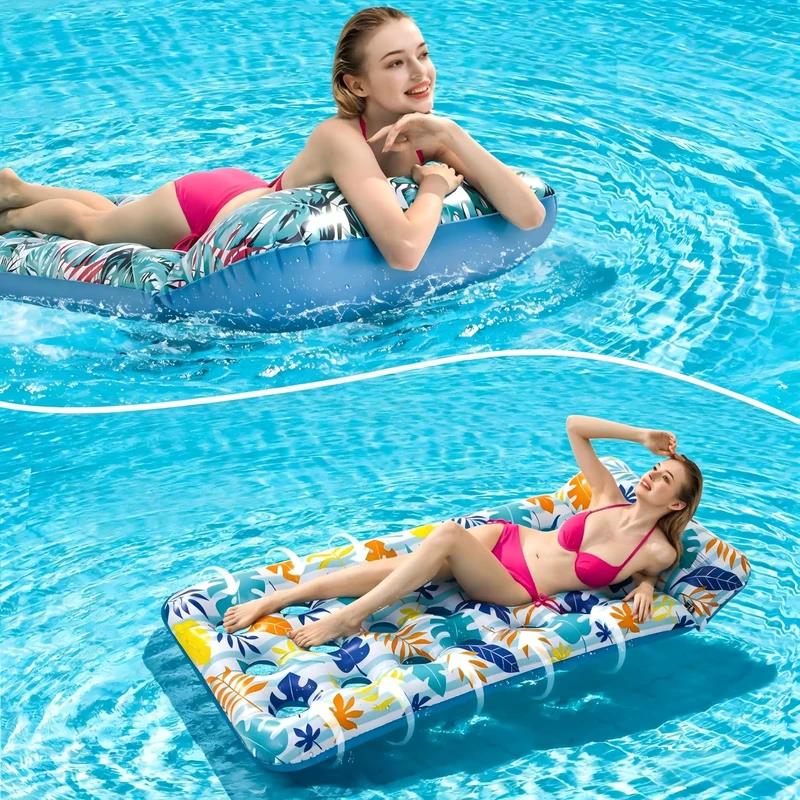 Recliner Inflable de PVC con Malla Flotante Forma de Hoja Silla de Lounge Acuática Transpirable para Piscina, Lago, Playa