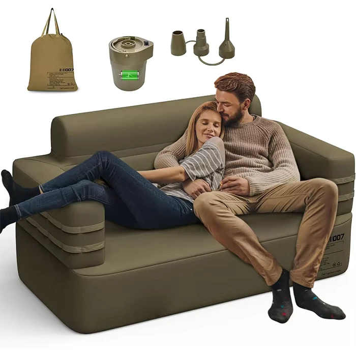 PVC-Flock-Luftsofa-Set, Möbel, aufblasbar für 2-3 Personen, geeignet für den Außenbereich
