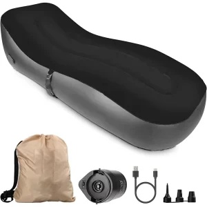 PVC Flocking Outdoor Furniture Inflatable Glamping Air Lounge Sofa Luxury With Built in Pump Inflatable Chair