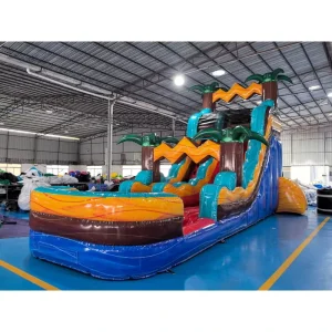 Parc d'attractions gonflable géant en PVC, utilisation multifonctionnelle, toboggan aquatique à sec, double toboggan aquatique