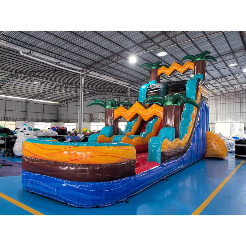 PVC Giant Inflatable Amusement Park Multi-functional Outdoor Use Water Dry Slide Pool Double Waterslide