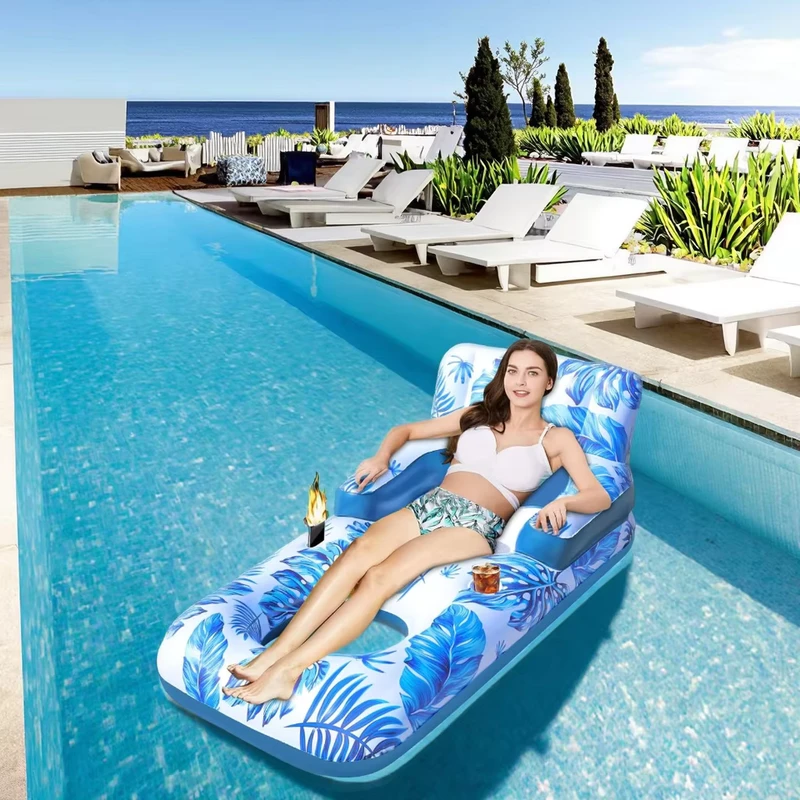 PVC Opblaasbare Lucht Sofa met Drinkhouder Zwembad Float Lounger Mat Milieuvriendelijk Draagbaar Voor Volwassenen Zomer Water Zee Vermaak