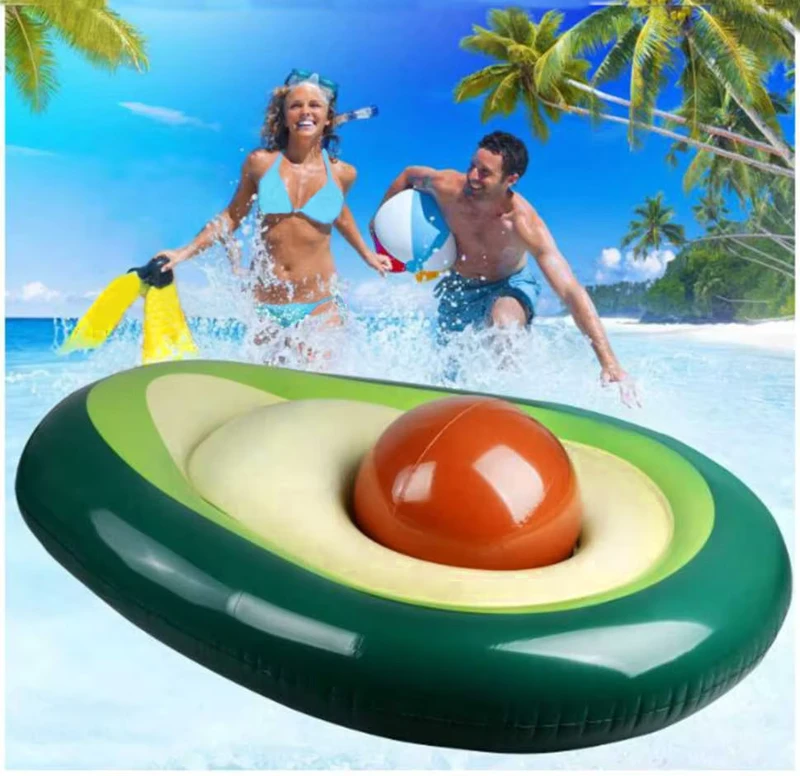 Mainan Pantai Inflatable PVC untuk Anak-anak dan Dewasa Inflatable Avocado Pool Float dengan Bola