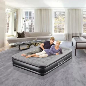 PVC Inflatable Bed with Built in Pump One Key Inflation Deflation Portable Outdoor Camping Bed