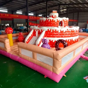 PVC Inflatable Birthday Cake Bounce House Combined Water Dry Slide Commercial-Grade Rental Service CE