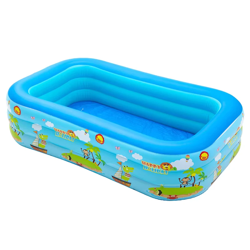 Piscina Inflável Azul com Impressão de Cartoon para Adultos e Crianças