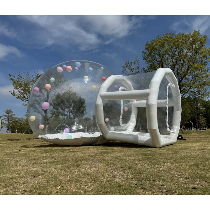 Tenda Gonfiabile Bubble in PVC con Tunnel, Tenda Bubble per Campeggio all'Aperto, Tenda Trasparente Gonfiabile, Casa Bubble Gonfiabile