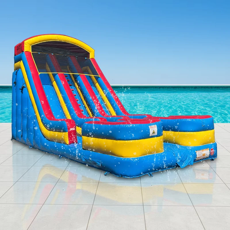 Castelo Inflável de PVC Dupla Faixa Escorrega de Água Comercial ao Ar Livre Gigante Piscina de Mármore Verde Diversão ao Ar Livre