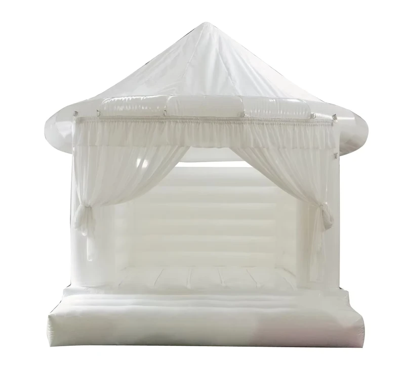 PVC Opblaasbaar Kasteel Bruiloft Bouncer Huis Witte Opblaasbare Springkussen met Luchtblazer