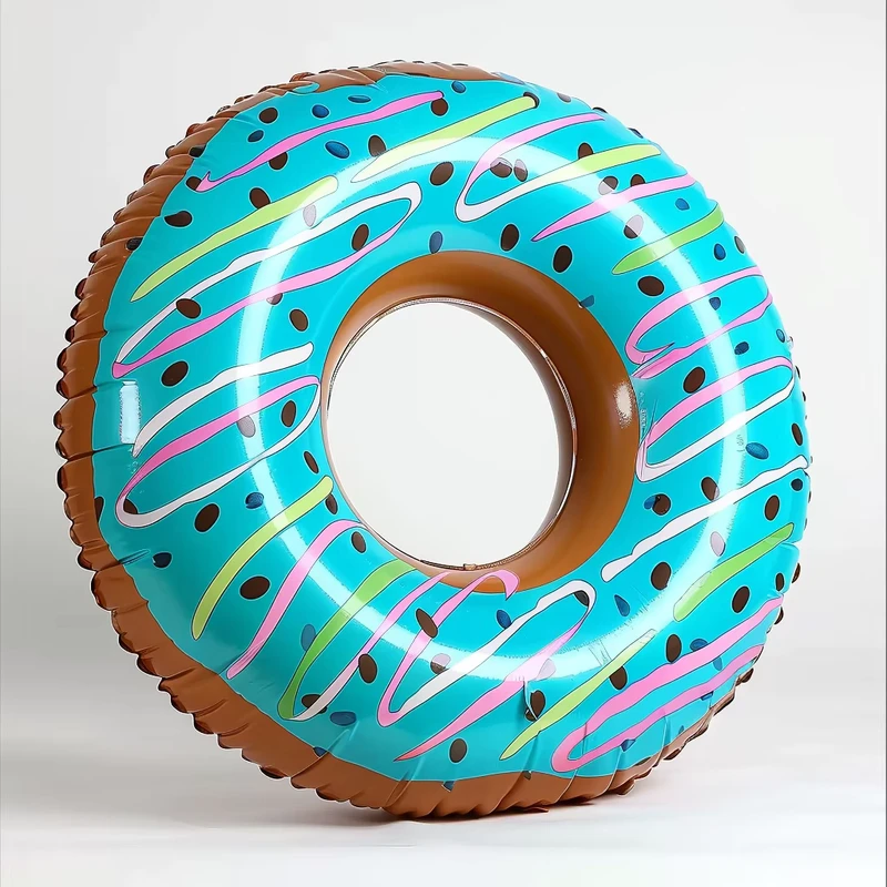 PVC Inflatable Donut Swimming Ring Pool Float 100cm Custom Logo Option for Kids Pool Party and Beach Use