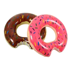 PVC Inflatable Donut Swimming Ring Portable Foldable Water Swim Ring for Adults Children