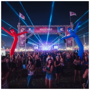 Danzón Inflable de Doble Pierna de PVC para Espectáculos de Festival con Ventilador
