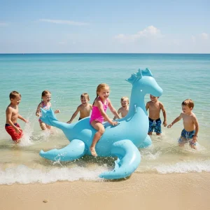 PVC Inflatable Dragon Rider Animal Pool Float Children’s Gift for Outdoor Water Play Fun