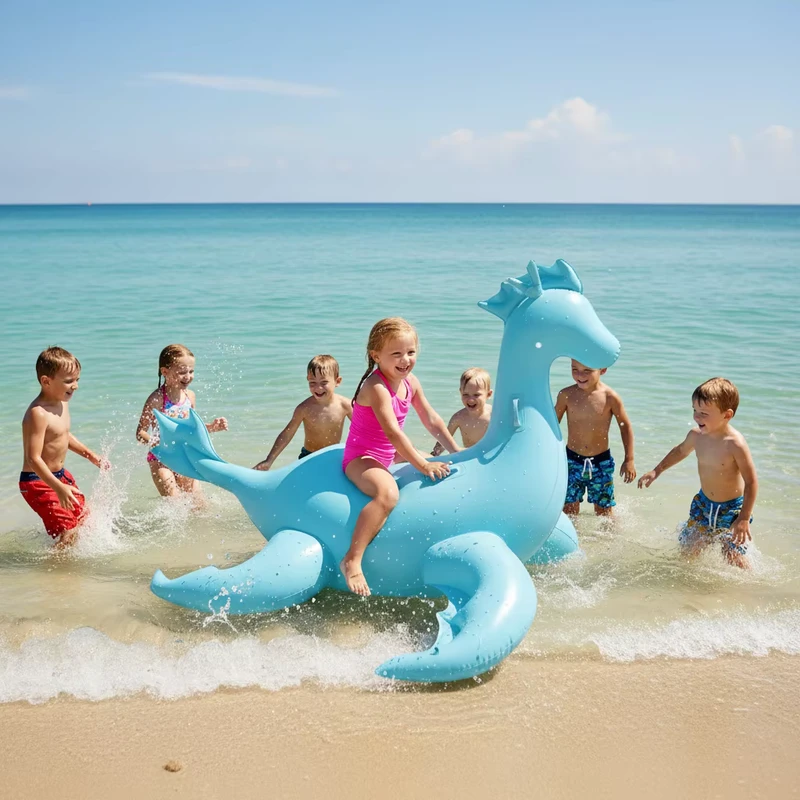 PVC Opblaasbare Draak Rijder Dier Zwembad Float Kinderen Geschenk voor Buiten Water Speelplezier