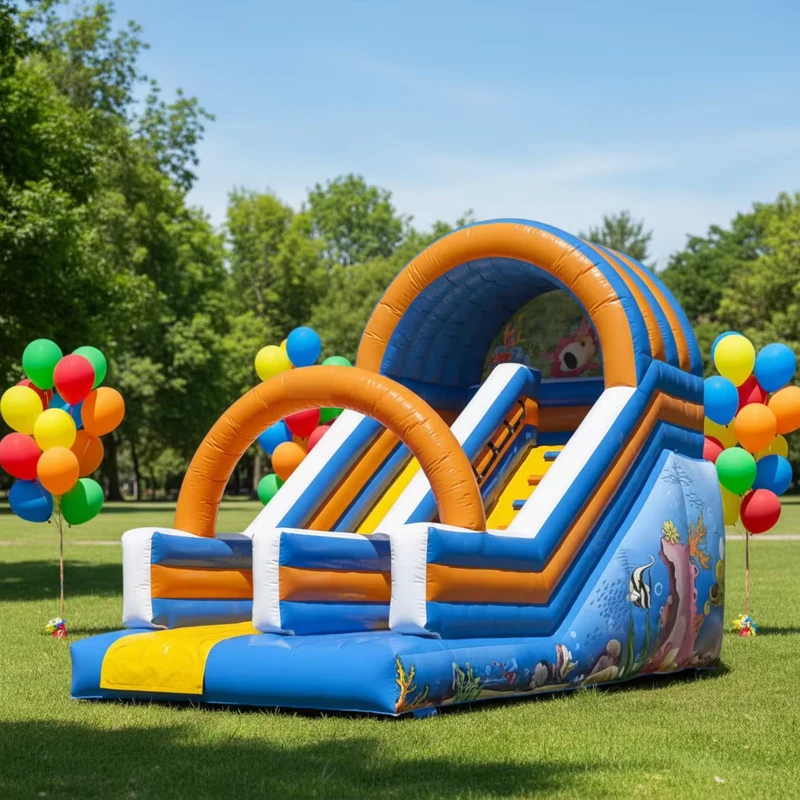สไลด์ลม PVC สำหรับเด็ก ขนาดและสีที่ปรับแต่งได้ ใช้ในร่มและกลางแจ้ง สำหรับเช่าสำหรับกีฬาและความบันเทิง