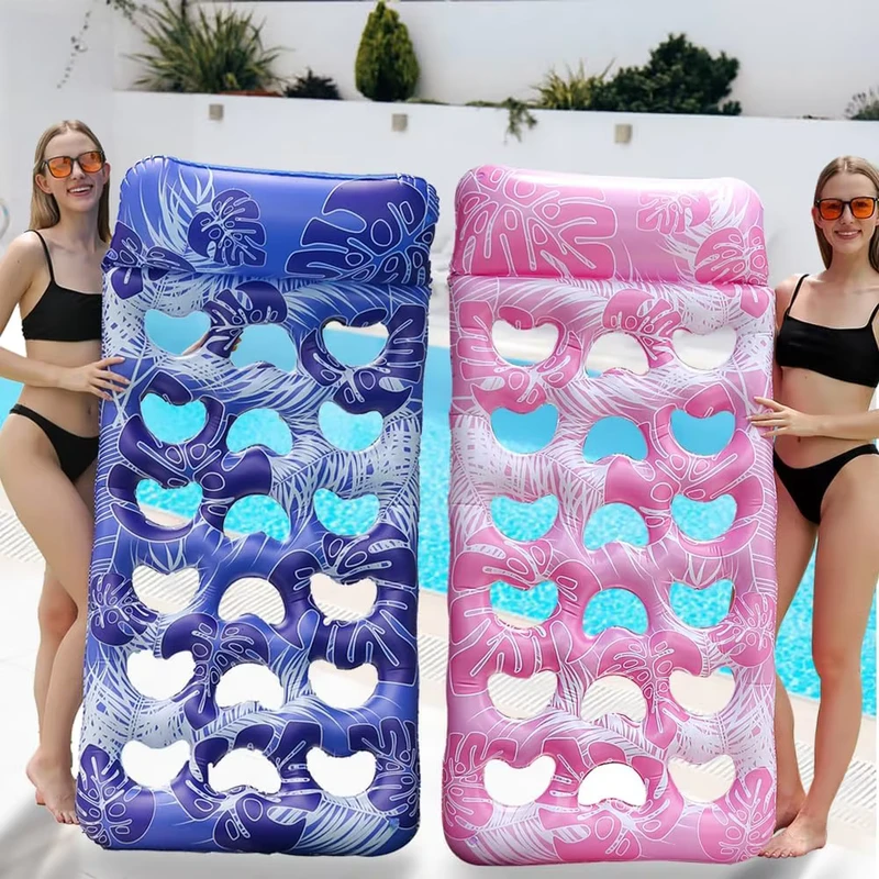 PVC Inflatable Foldable Floating Row Summer Bed Beach Water Sports Lounger Chair Pool Hammock