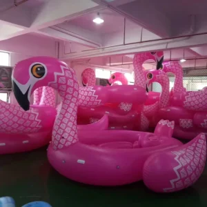 PVC Inflatable Outdoor Water Toy 6 Person Floating Island Unicorn Flamingo Inflatable Float Raft
