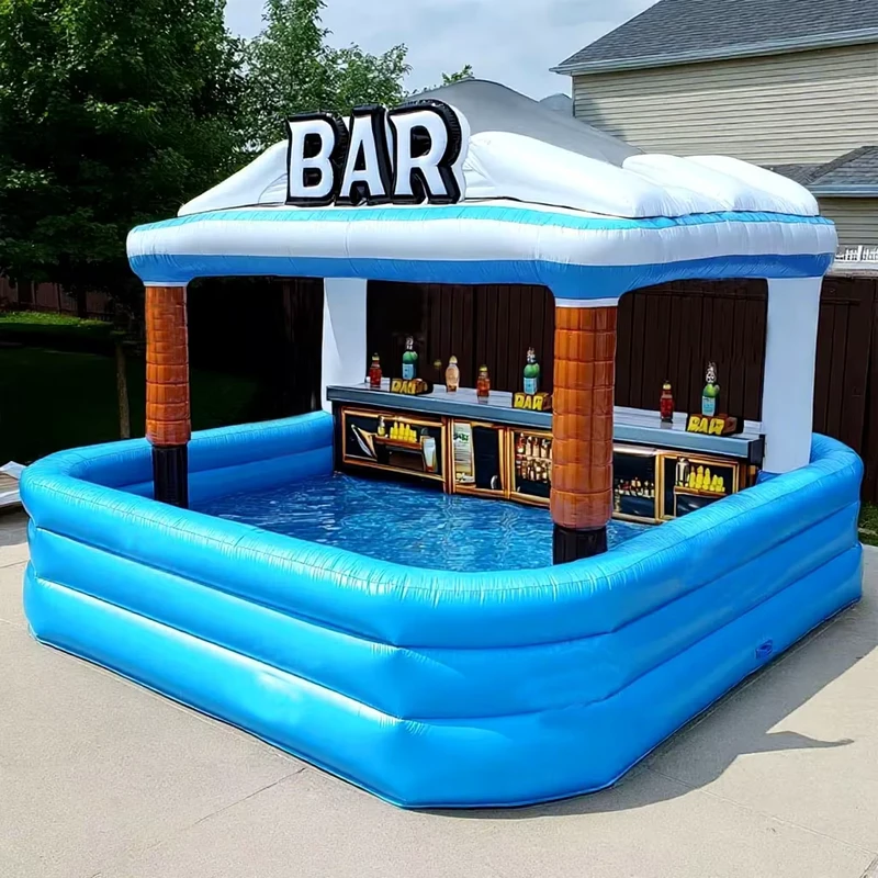 Bares Infláveis de Piscina PVC para Adultos no Quintal com Bar