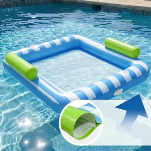 PVC Inflatable Pool Float Mesh Water Hammock Lounger with Pillow Portable Adult Floating Mat for Swimming Pool Beach Lake