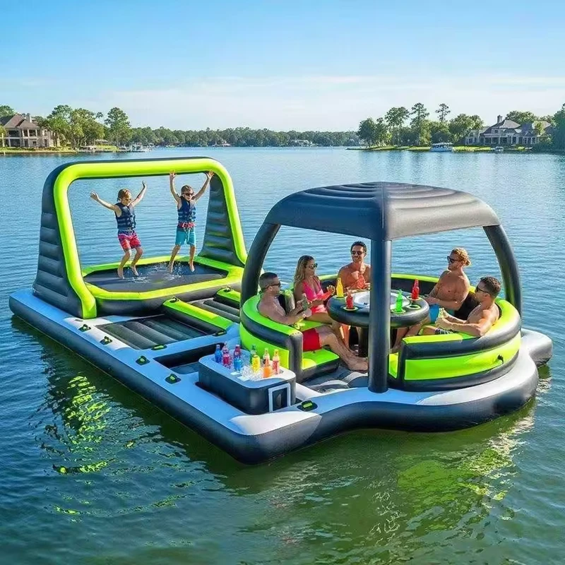 PVC Inflatable Pool Float with Built in Trampolines Portable for Parties and Relaxation Over 500kg Capacity 5 10 Passengers
