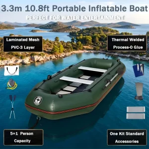 PVC Inflatable Rowing Boats 6 Person Slat Wooden Bottom Kayak Stable Light Weight Folding for Shore