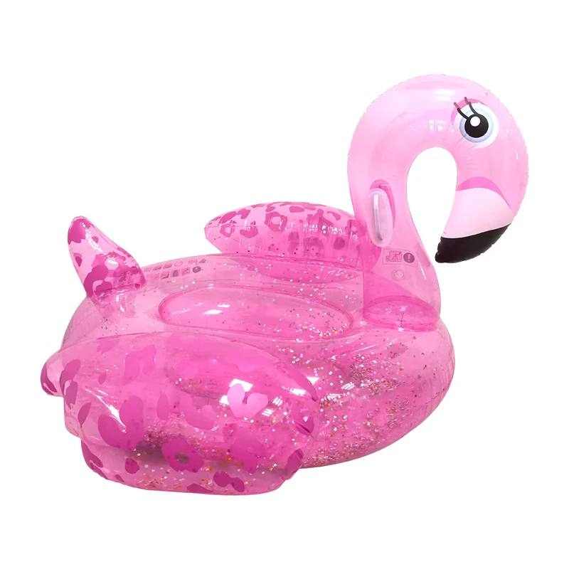 PVC Inflatable Sequined Flamingo Floating Mat Outdoor Swimming Pool Large Size Adult Recliner Float Bed Transparent Floating Mat