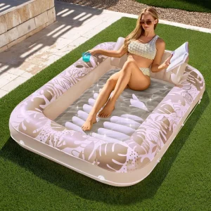 PVC Inflatable Single Floating Leaf Lounger Foldable Water Amusement Floating Bed