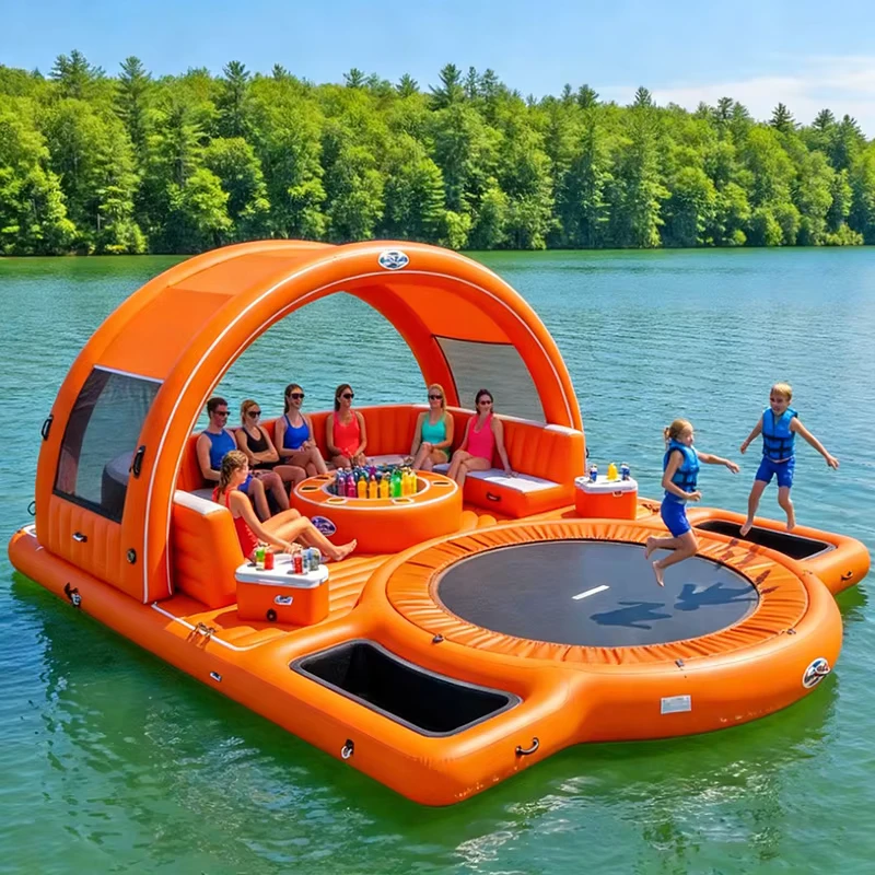 Sofa Gonflable en PVC pour Dock Flottant de Piscine pour Fête, Utilisation Aquatique, avec Trampolines Intégrés, Détente Extérieure Personnalisée pour 5-10 Passagers