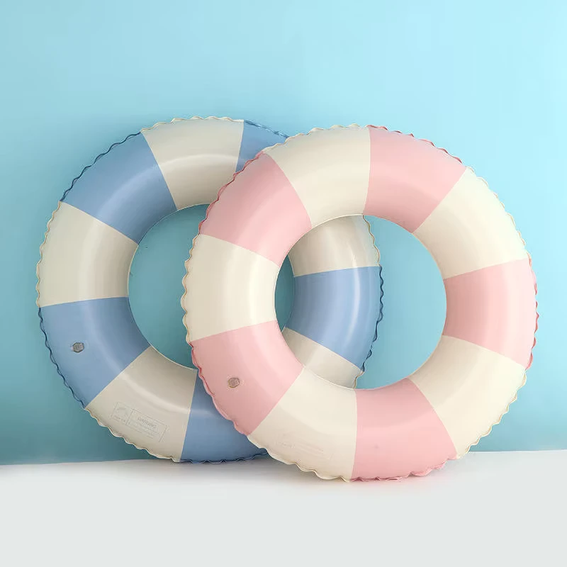 Anillo de natación inflable de PVC en rosa, azul y verde para diversión en la piscina y la playa