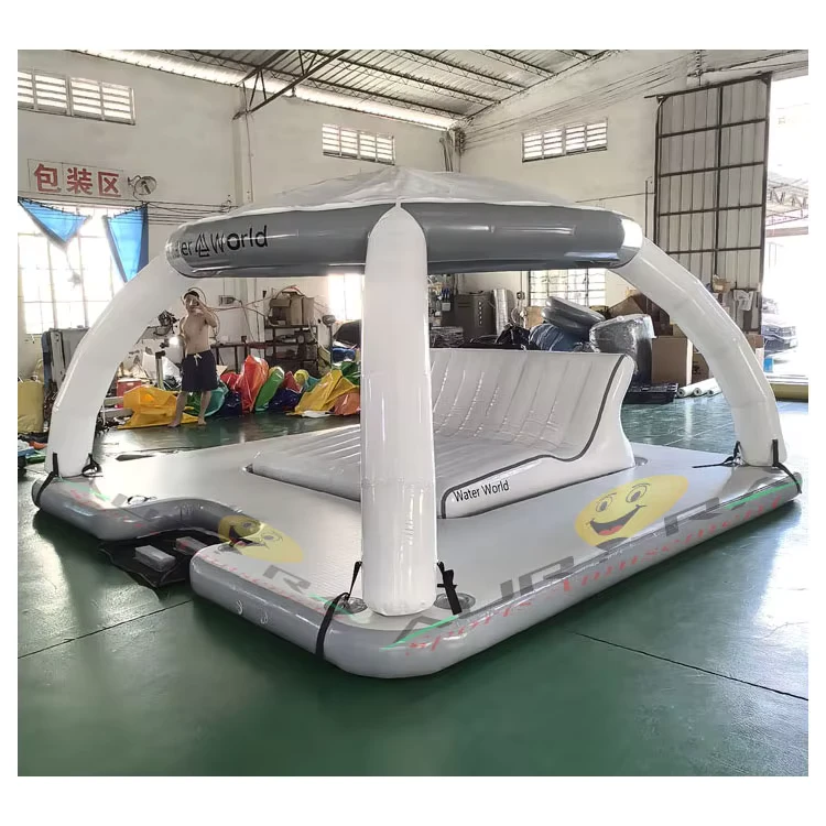 PVC Aufblasbare Wasserfreizeitplattform Dock mit Zelt Schwimmende Insel