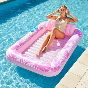 PVC Inflatable Water Lounger with Pillow Sunbathing Floating Airbed