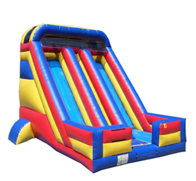 Castillo Inflable de Tobogán de Agua Amarillo y Rojo, Doble Carril con Piscina
