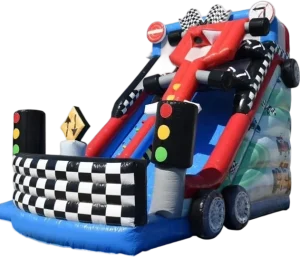 PVC Kids Inflatable Castle Portable Outdoor Play Dry Slide with Car Theme