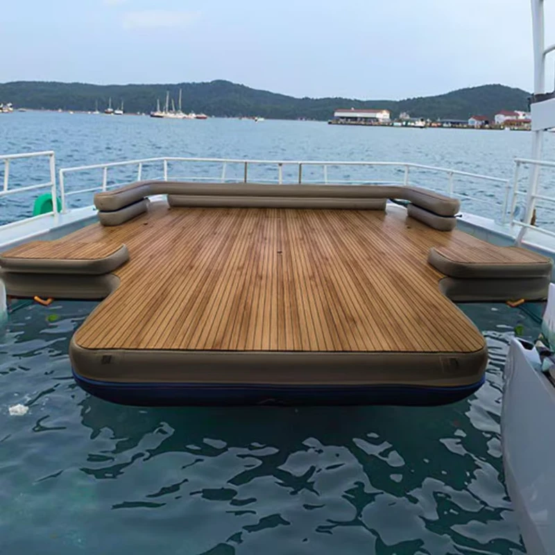 Dock flutuante de água inflável em PVC de grande capacidade e plataforma para barco com capacidade de 500kg, tamanho personalizável